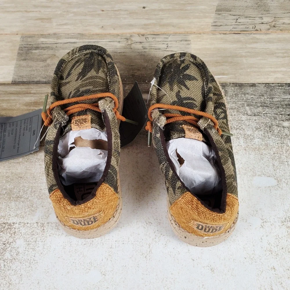 Hey Dude Wally Palm Jute Toddler Shoes 13 Burnt Oliver Ginger Brown Round Toe